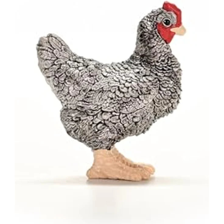 Schleich Plymouth Rock Huhn, detailgetreue Figur aus der Farm World, schwarz-weiß gestreift, 3,5 x 2,1 x 4,1 cm – Bild 6