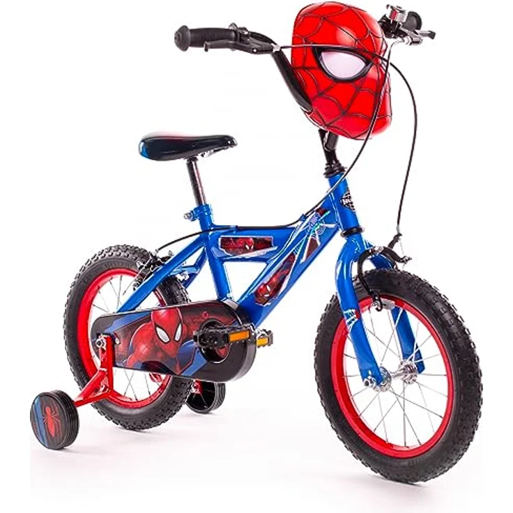 Huffy Offizielle Jungen Spiderman Fahrrad 14 Zoll Rad mit Spiderman Maske Lenker, blau – Bild 1