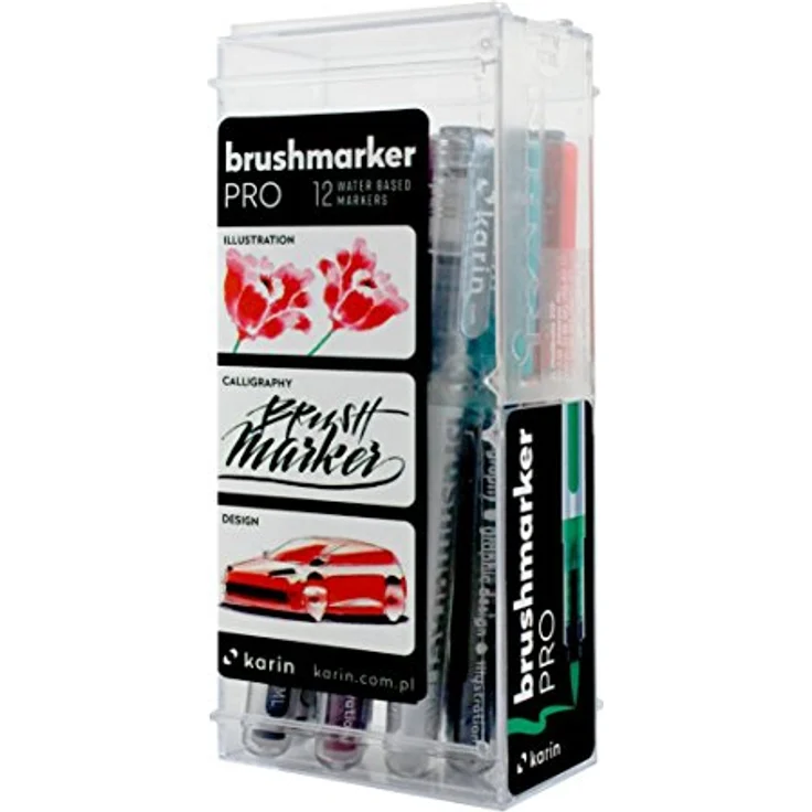 KARIN Brushmarker PRO Basic Colours Set - Filzstifte zum Malen und Handlettern, 2,4 ml, wasserbasiert – Bild 4