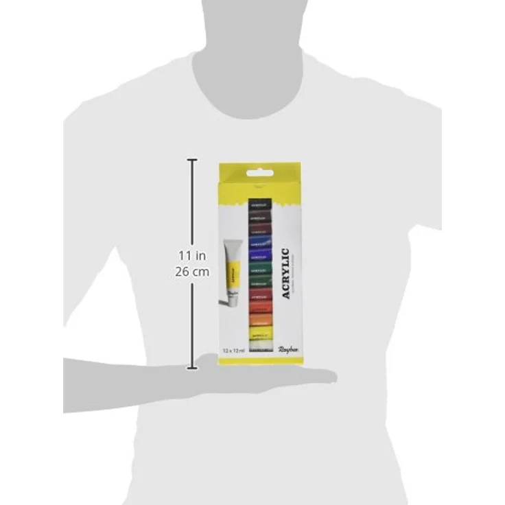 Rayher Künstler-Acrylfarben-Set 38925000, 12 Farben à 12 ml, wasserverdünnbar, lichtbeständig, ideal für Keilrahmen, Papier, Holz und mehr – Bild 3