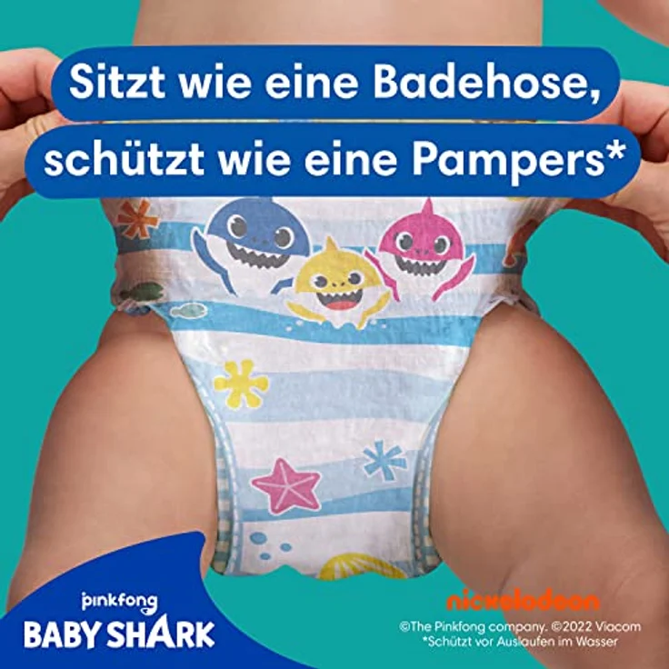 Pampers Schwimmwindeln Splashers Gr. 3-4 (6-11 kg), 12er Pack x 8, mit doppelten Beinbündchen und wasserinspirierten Motiven – Bild 2