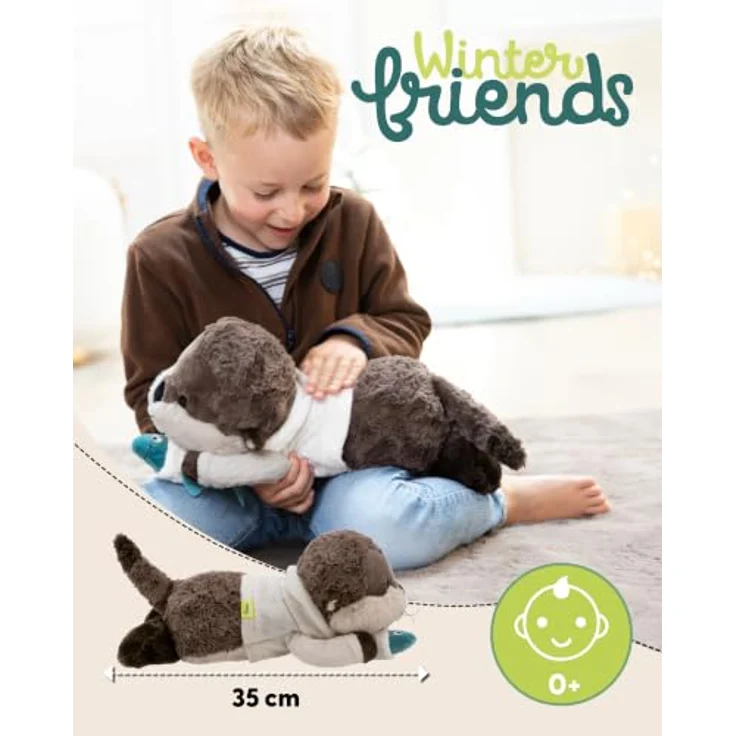 NICI 63236 Plüsch Otter Ophelio mit Fisch, 35 cm, liegend, braun, ab Geburt – Bild 2