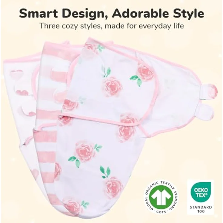 Mama Cheetah Baby Swaddle Sack 3-6 Monate, Bio-Baumwolle, verstellbarer Schlafsack für Säuglinge, 3er-Pack, fördert gesunden Schlaf und Hüftgesundheit – Bild 2