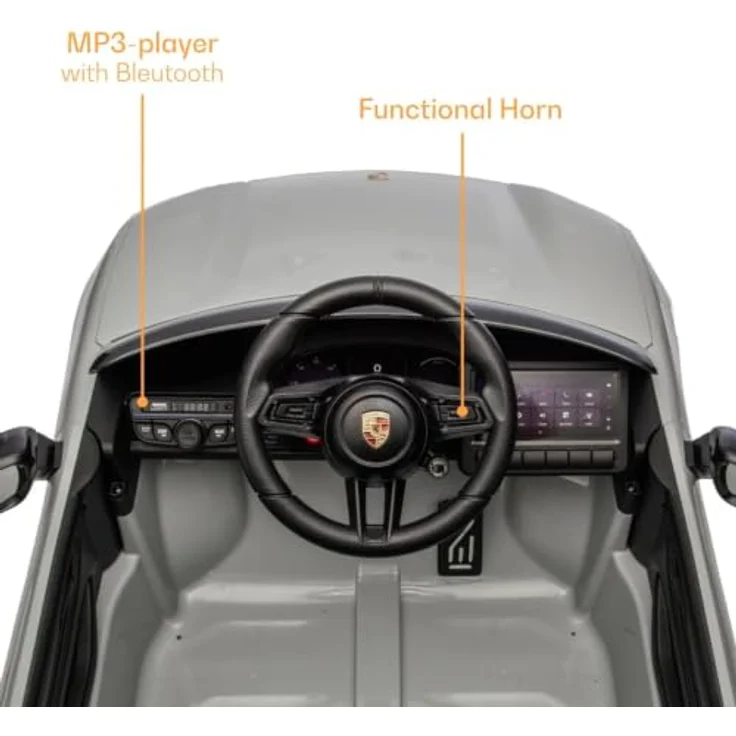 Vrooomy Porsche Macan Turbo Kinder Elektro Auto, 12V mit Fernbedienung, Soft-Start, EVA-Rädern und Bluetooth, Nardo Grau, für 1 bis 6 Jahre – Bild 6