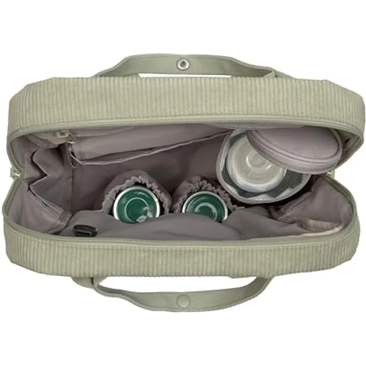 LÄSSIG Vividal Backpack, Baby Wickelrucksack mit Wickelunterlage, Flaschenhalter und Kinderwagenbefestigung, nachhaltig aus recyceltem Polyester, cord light khaki – Bild 2