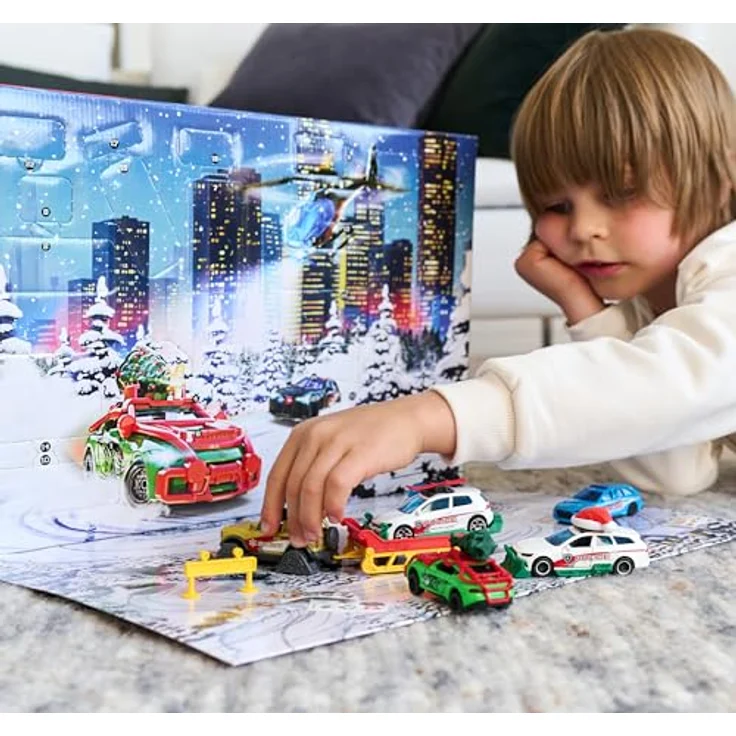 Majorette Auto Adventskalender 2025, Weihnachtskalender mit 8 Metallspielzeugautos und 16 Zubehörteilen, inkl. 24 Fenster und Spielfläche für Kinder ab 5 Jahren – Bild 5