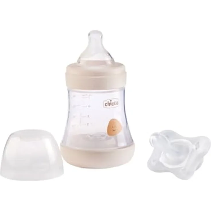 Chicco PERFECT 5 Flaschen Anti-Kolik-Flasche 150 ml, langsamer Durchfluss 0 Monate + mit weichem Silikon-Sauger und Schnuller 0-2 Monate
