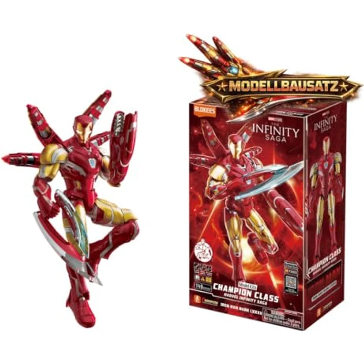 Dickie Toys Blokees Marvel Iron Man, Spielzeugfigur mit 149 Teilen, beweglichen Punkten und beleuchteten Augen, 27,5 cm hoch – Bild 1