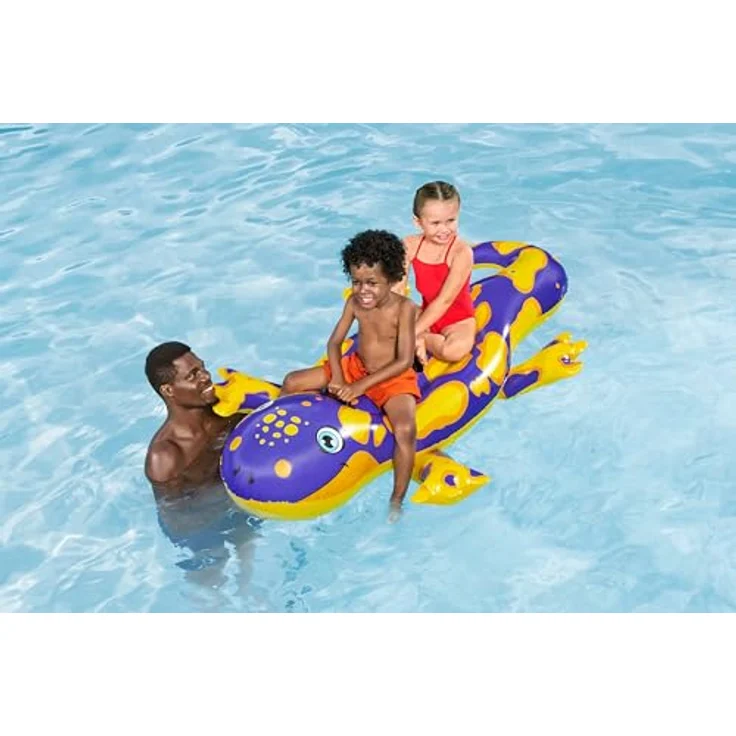 Bestway Splashing Salamander, Schwimmtier für Kinder ab 3 Jahren, 191 cm x 119 cm, mit robusten Haltegriffen und Reparaturflicken – Bild 2
