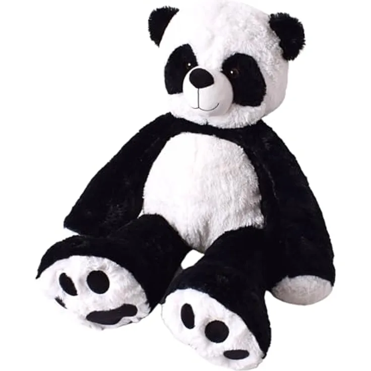 TE-Trend XXL Panda Kuscheltier Bär Teddybär groß Riesen Teddy Pandabär Plüschtier Stofftier 100cm sitzend und liegend verwendbar Mehrfarbig