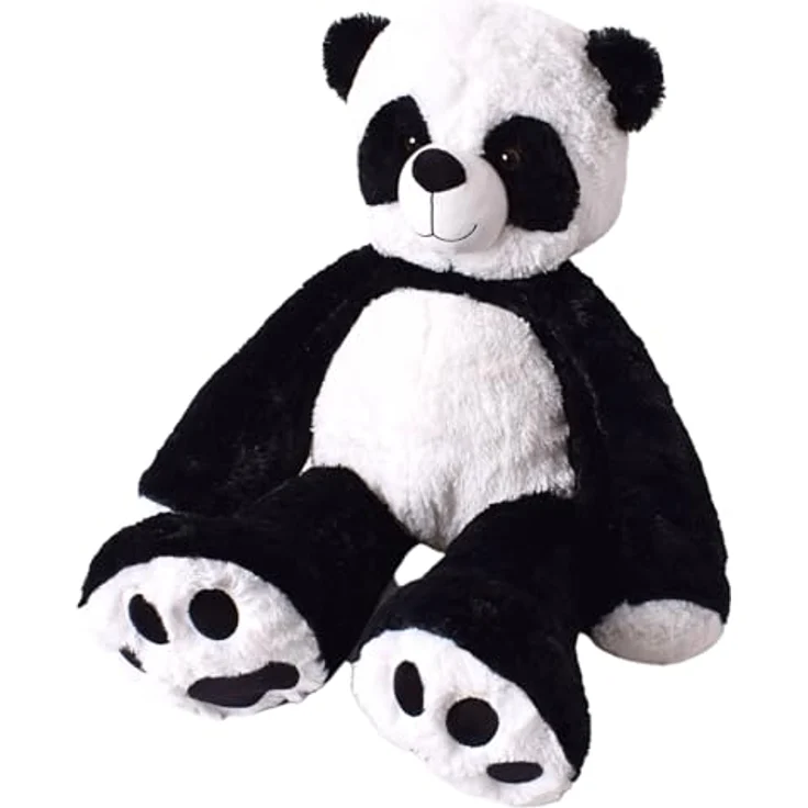 TE-Trend XXL Panda Kuscheltier Bär Teddybär groß Riesen Teddy Pandabär Plüschtier Stofftier 100cm sitzend und liegend verwendbar Mehrfarbig – Bild 1