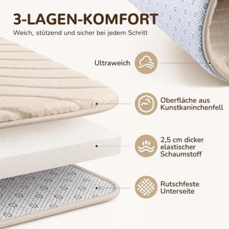 Tuocal Krabbelmatte Baby Spielmatte 120x170x2,5cm, rutschfeste Schaumstoffdecke, Beige – Bild 3