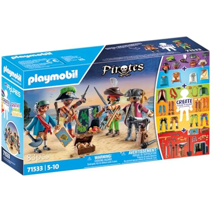 PLAYMOBIL Pirates 71533 MyFigures: Piraten, kreatives Zusammenstellen eigener Piratenfiguren, inklusive Schatzkarte und Ansteckern für den Piratenhut, detailreiches Spielzeug für Kinder ab 5 Jahren – Bild 2