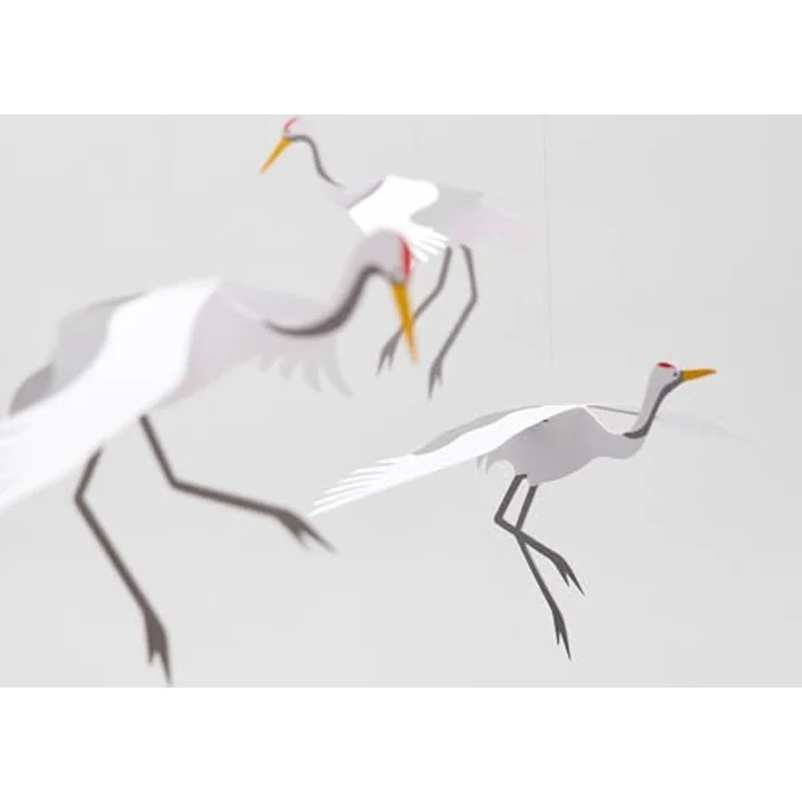 Flensted Mobiles f120 - Kranich - Balanciertes Mobile aus Stahl und Papierkarton, 45 x 45 cm, ideales Geschenk zur Geburt oder Taufe – Bild 2