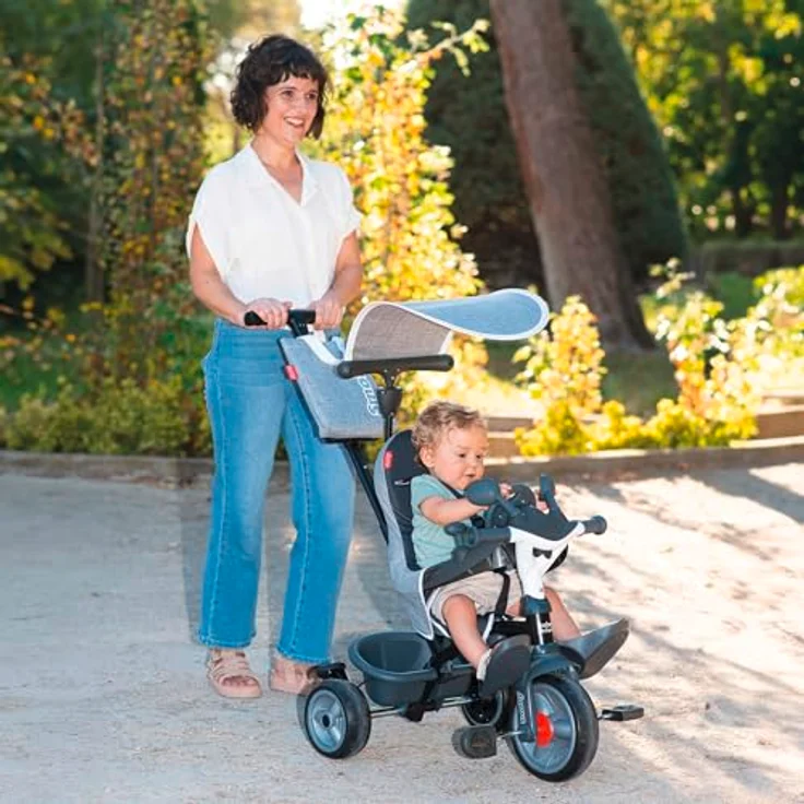 Smoby Baby Driver Tricycle Grey, Buggy und Dreirad in einem, innovatives Lenksystem, Sicherheitsausstattung abnehmbar – Bild 4