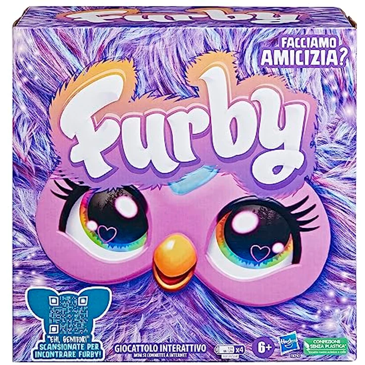 Furby Violett, interaktives Plüschspielzeug mit Sprachaktivierung, über 600 Reaktionen, italienische Version – Bild 2
