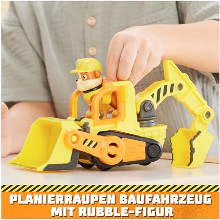 Spin Master Rubble & Crew, Core Vehicle Solid Rubble mit beweglicher Planierraupenschaufel und abnehmbarer Rubble-Spielfigur – Bild 2