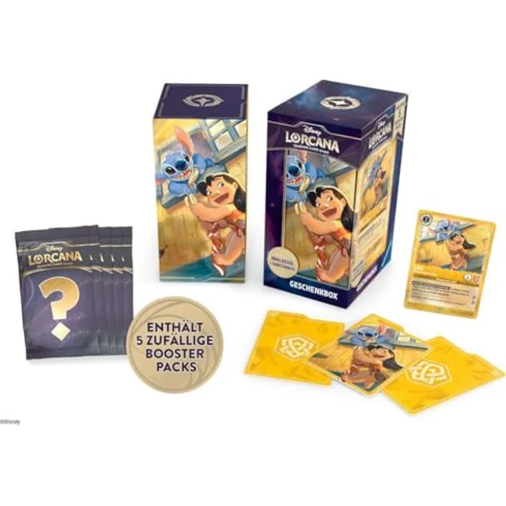 Ravensburger Disney Lorcana Trading Card Game: Archazias Insel - Lilo Geschenkbox (Deutsch) mit Glimmer-Foil Oberfläche, inkl. 5 Booster Packs – Bild 3