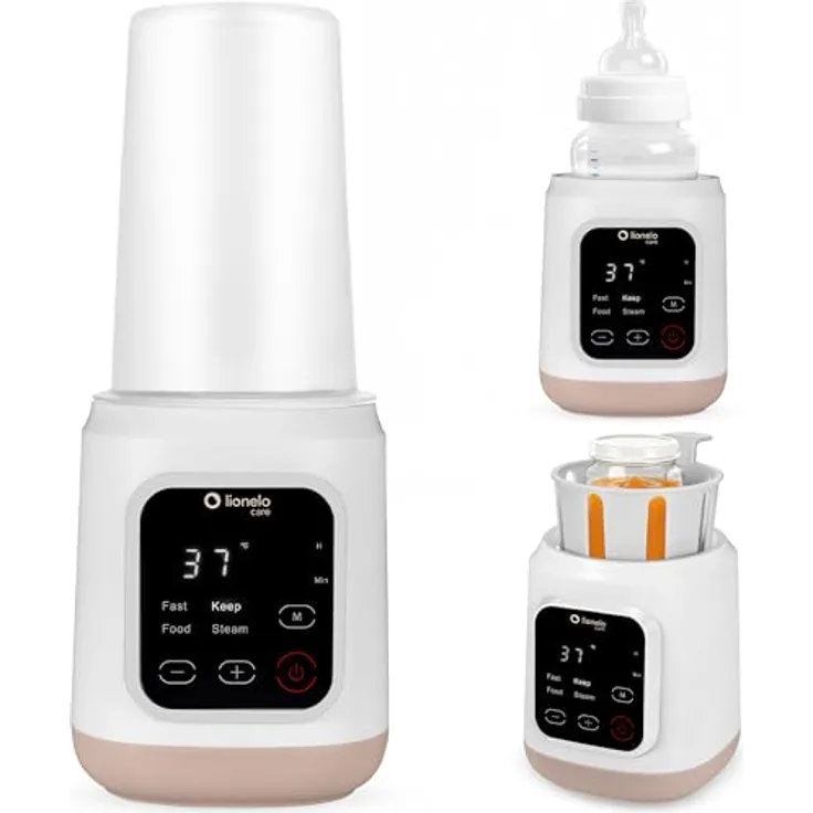 Lionelo Thermup 3.0, Elektrischer Flaschenwärmer Baby 6-in-1 mit Sterilisator, 400 W, Touchdisplay, 35–100 °C, Warmhalten bis 24 h, BPA-frei
