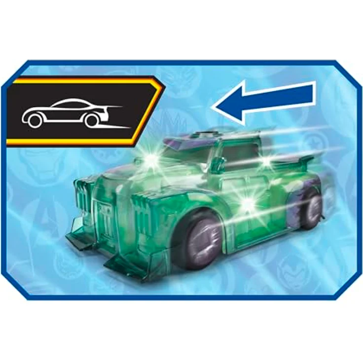 Dickie Toys Marvel Light Hero Hulk, Spielzeug-Auto 1:32 mit Licht- und Soundeffekten, grünes Design mit Friktion und original Hulk-Sounds – Bild 3