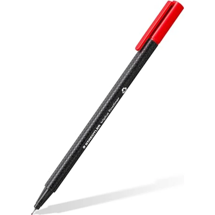 STAEDTLER triplus® 334 Fineliner, farbsortiert mit 0,3 mm Strichbreite, ergonomische Dreikantform, 4 St. (grün, schwarz, rot, blau) – Bild 3