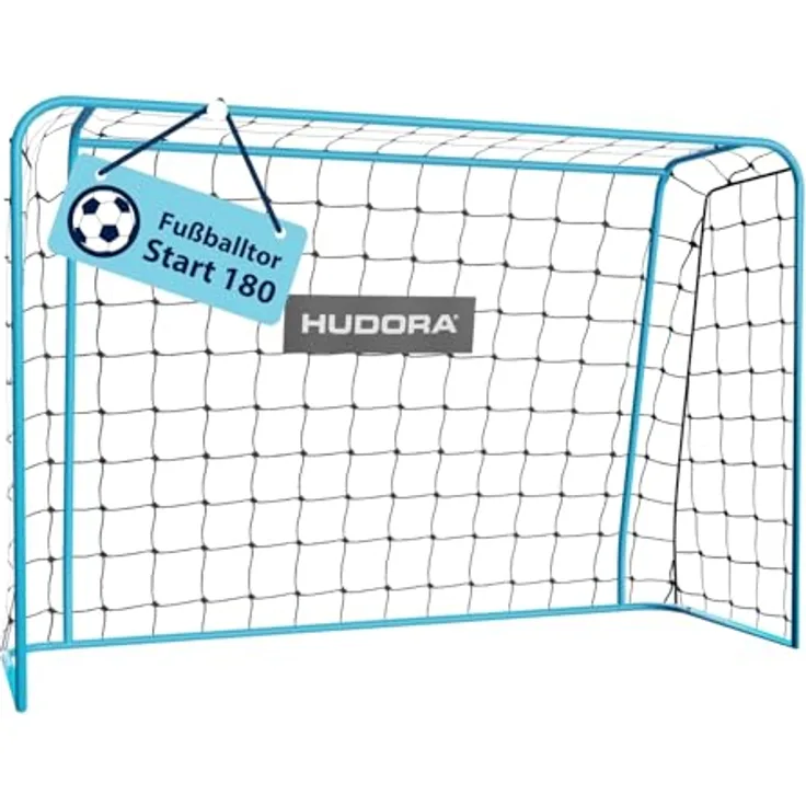 HUDORA Start Fußballtor 180 x 120 x 60 cm - Standfest & hochwertig mit Klicksystem - Garten-Tor für Kinder & Erwachsene, weiß