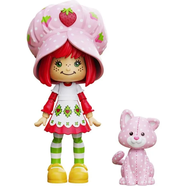 Boss Fight Studio Emily Erdbeer Simply Actionfigur Strawberry Shortcake & Custard, detailreiche Spielzeugfigur mit Zubehör, 10-15 cm, Blisterverpackung