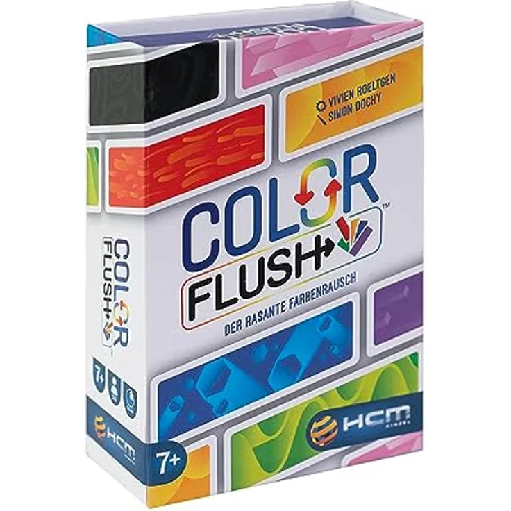 HCM Kinzel - Color Flush | Farbenfrohes Kartenspiel für die ganze Familie | Ziehen, drehen und tauschen | Wer sammelt zuerst eine einzige Farbe und gewinnt? | Taktik und Geschick | deutsch | 55215