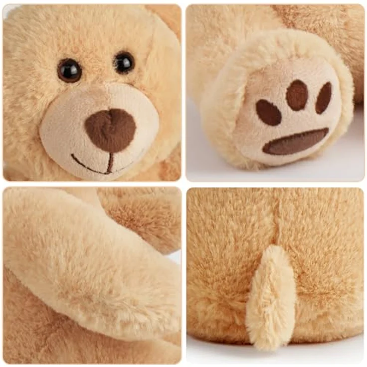 LotFancy Teddybär Plüschtier, 25 cm Klein Braunbär, weiches Kuscheltier aus Plüsch, ideales Geschenk für Kinder und Freundinnen, Geburtstag und Valentinstag, hellbraun – Bild 3