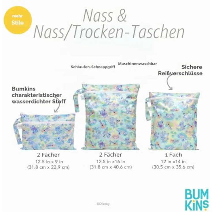 Bumkins Waterproof Wet Bag, Disney Winnie The Pooh, wasserdicht, auslaufsicher, strapazierfähiger Organizer für Stoffwindeln, Badesachen und Toilettenartikel, mit Druckknopf-Riemen, waschbar – Bild 5