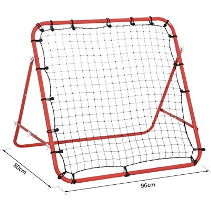 HOMCOM Fußball Rebounder Kickback Tor Rückprallwand Netz für Baseball Fußball Fußballtor für Training Verstellbarer Winkel Metallrohr PE Gewebe 96 x 80 x 96 cm Rot+Schwarz – Bild 5