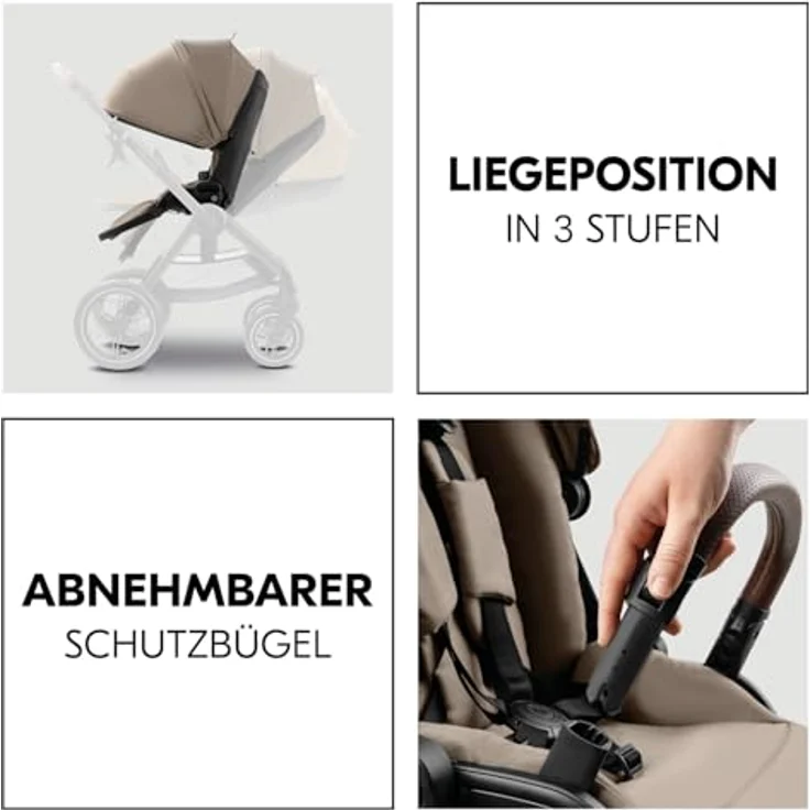 Hauck Kombi-Kinderwagen Comfort N Care Air Set, 2 in 1 mit Luftreifen, inkl. Babywanne, Sportsitz, Beindecke und Getränkehalter, Mocha, mit Gratis Mobilitätsgarantie – Bild 5