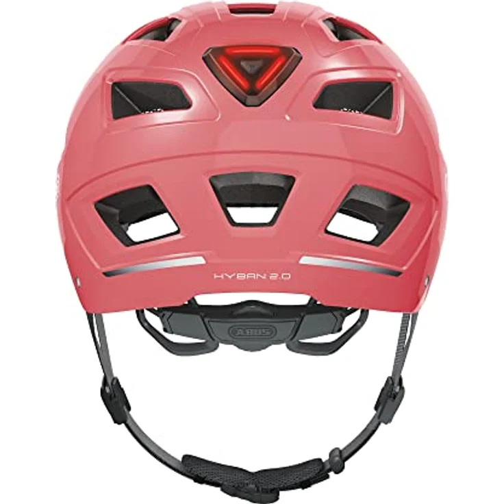 ABUS HYBAN 2.0 Fahrradhelm, Rot (Living Coral), M - Cityhelm mit LED-Rücklicht und perfekter Belüftung – Bild 3
