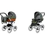 BabyLux ALU 2in1 Kinderwagen für Kleinkinder – Kinderwagen für Neugeborene und Kleinkinder – Max. 15kg – Olive Star White Frame - Vielseitig, elegant und sicher