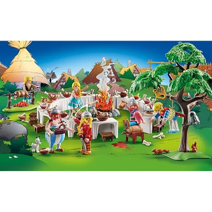 PLAYMOBIL 71827 - Das Dorfbankett - Playmobil Asterix mit festlichem Tisch und Wildschwein am Spieß – Bild 3