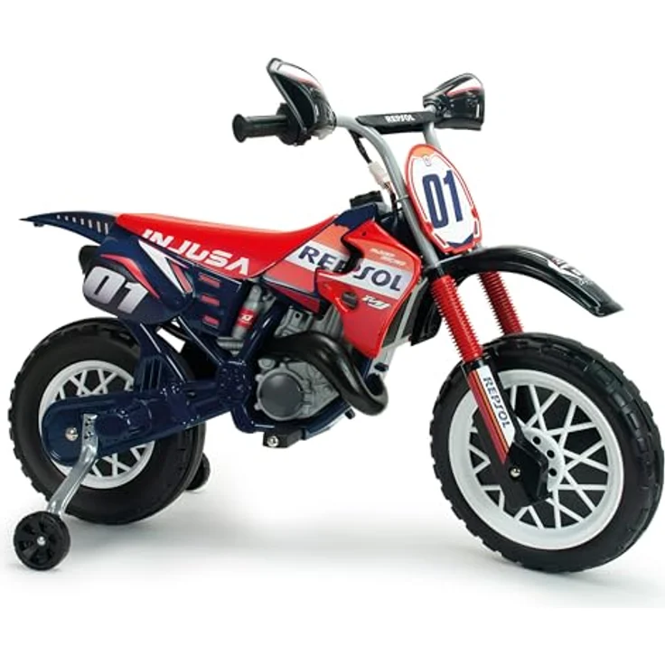 Injusa Repsol Elektromotorrad, Elektrofahrzeug für Kinder ab 3 Jahren mit Racing-Design, Stützrädern und Gaspedal – Bild 1