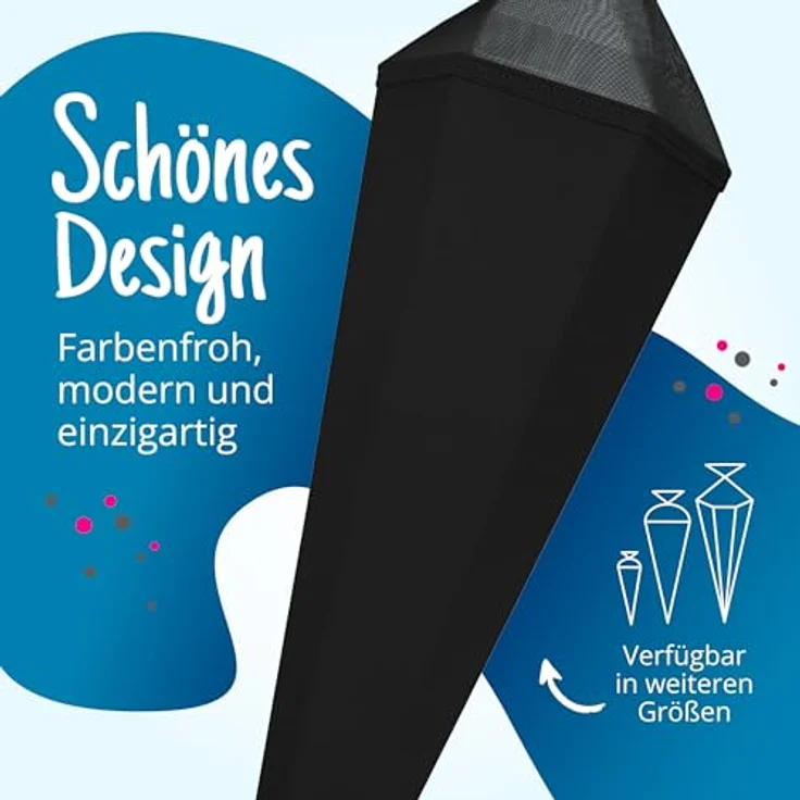 itenga Bastelschultüte Schultütenrohling Zuckertüte Schultüte eckig 85 cm mit Tüllverschluss (schwarz) – Bild 6