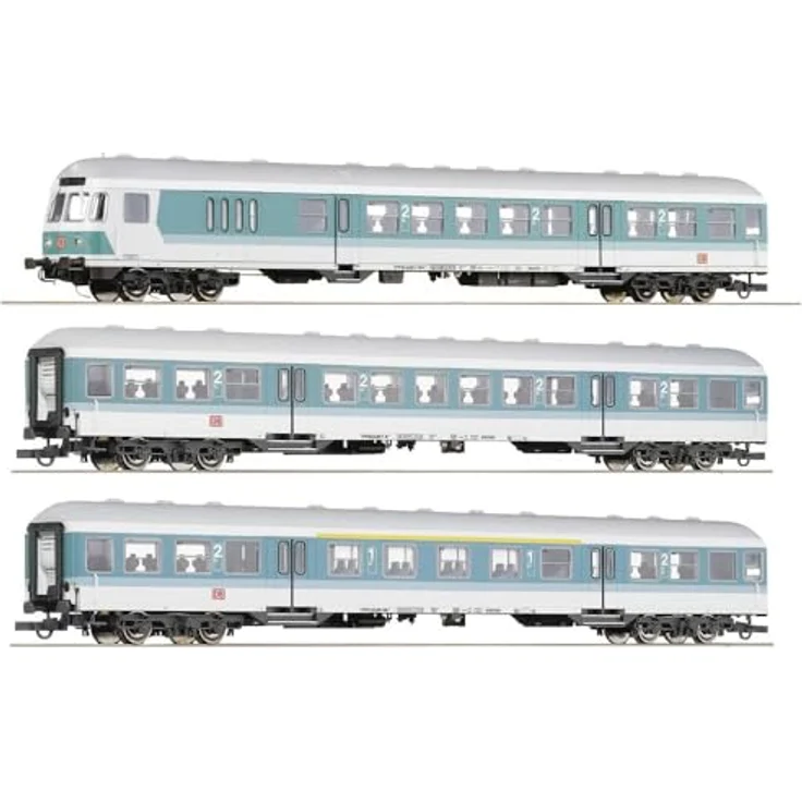 Roco 6200034 H0 3er-Set Nahverkehrswagen der DB AG, minttürkis-lichtgrau, 1./2. Klasse ABN 417.0, 2. Klasse Bn 447, Steuerwagen BDnrzf 463 – Bild 1