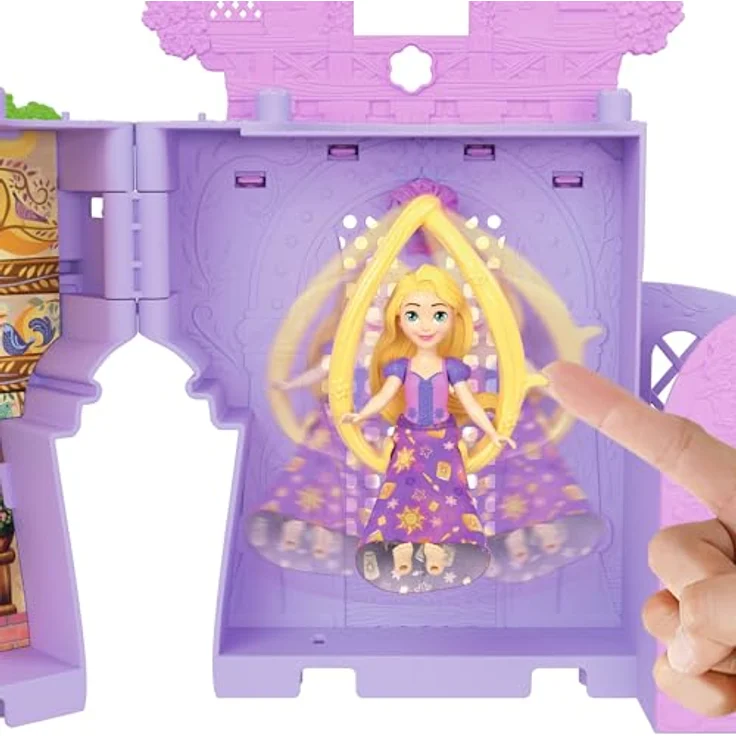 Mattel® Puppenhaus Disney Prinzessin Rapunzel Stacking Castle mit 9 cm Rapunzel-Puppe und Möbeln, tragbar – Bild 2