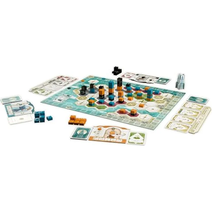 Piatnik Project Skyline, Stadt-Deckbau-Spiel mit doppelseitigem Spielplan, strategischem Kartendeck und Wettbewerbselementen – Bild 2