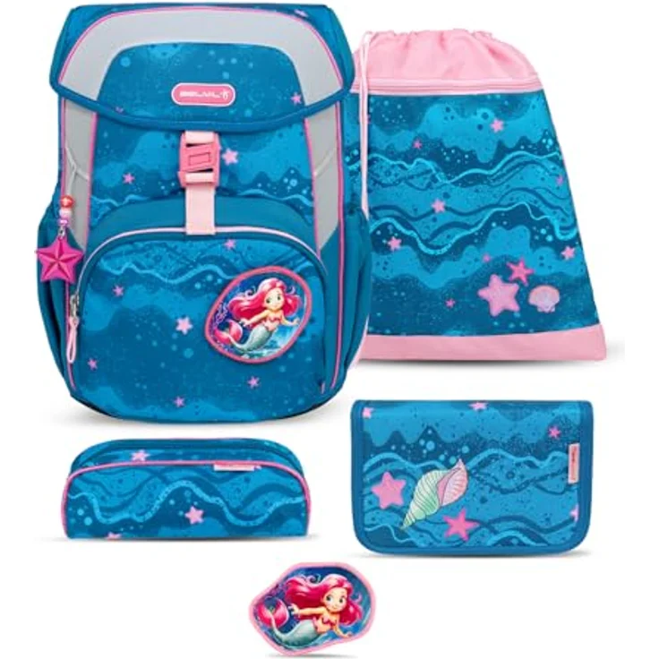 Belmil Schulranzen Kinderrucksack Maxi, ergonomisch mit Brustgurt, 22 L, wasserabweisend, 5 tlg. Set für Grundschule 1.-3. Klasse – Bild 1