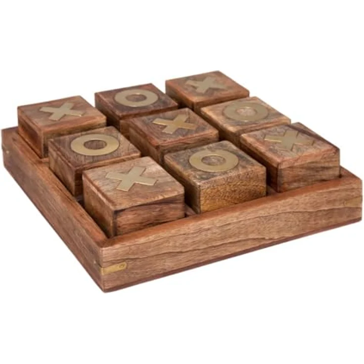 ATMOSPHERA CREATEUR D’INTERIEUR Tic-Tac-Toe-Spiel aus Mangoholz, 23x23 cm, beige – Bild 1