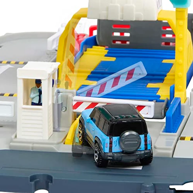 Matchbox Autos Spielset, Ferry Port Set, herausfahrbare Fähre auf Rädern, von Autos und von Kindern aktivierte Features, enthält 1 Matchbox Land Rover, HMH29 – Bild 5