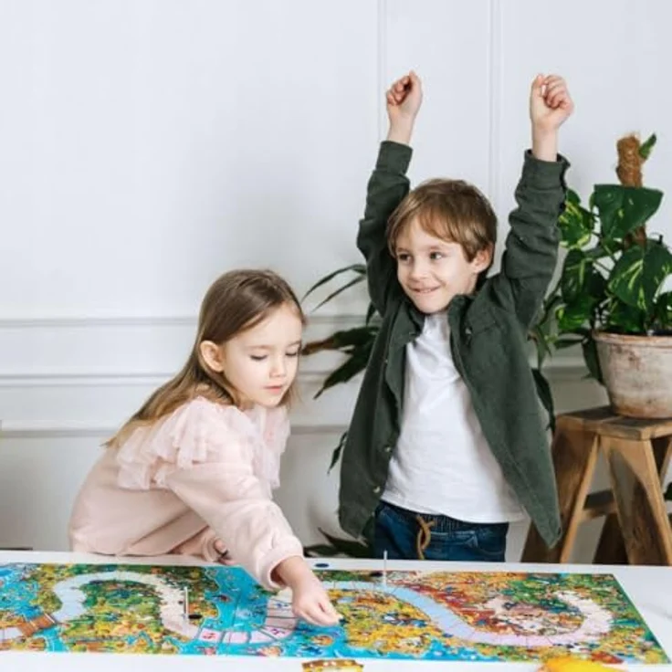 Trefl Spy Guy Junior Zwierzaki, kooperatives Brettspiel mit buntem Spielbrett und Tieratlas für Kinder – Bild 4
