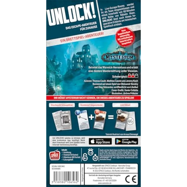 Space Cowboys, Unlock! – Game Adventures: Mysterium, Familienspiel, Rätselspiel, 1-6 Spieler, Ab 10+ Jahren, 70 Minuten, Deutsch – Bild 4