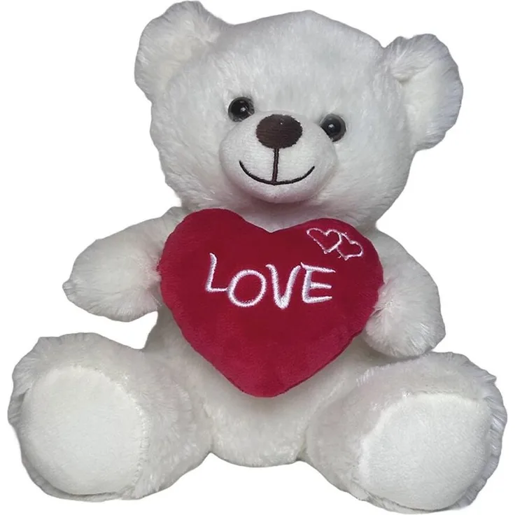 JollyPlush Teddybär Kuscheltier mit Herz, 20 cm Plüschtier für Liebe und Geschenke zum Valentinstag