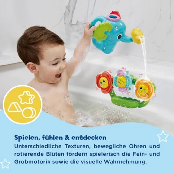 VTech Baby Kleiner Gieß-Elefant, Badespielzeug mit drehbaren Spielelementen, Saugnapf und Wasser Gieß-Effekten für Kleinkinder – Bild 3
