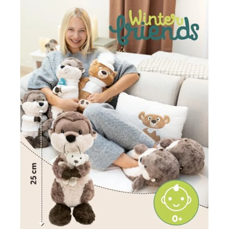 NICI Kuscheltier Otter Ophelio, 25 cm, braun/weiß, mit Strickteddy aus Plüsch – Bild 2