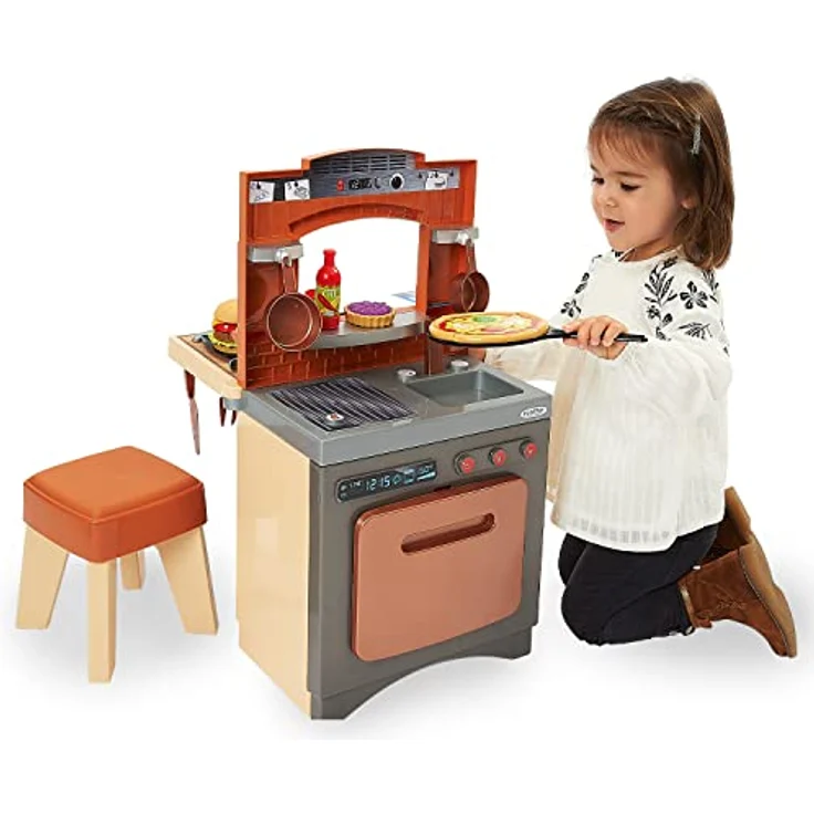 Ecoiffier 2in1 Spielküche Pizzeria, variable Kinderküche mit 32-teiligem Zubehör, inkl. Hocker, für Kinder ab 18 Monaten – Bild 5
