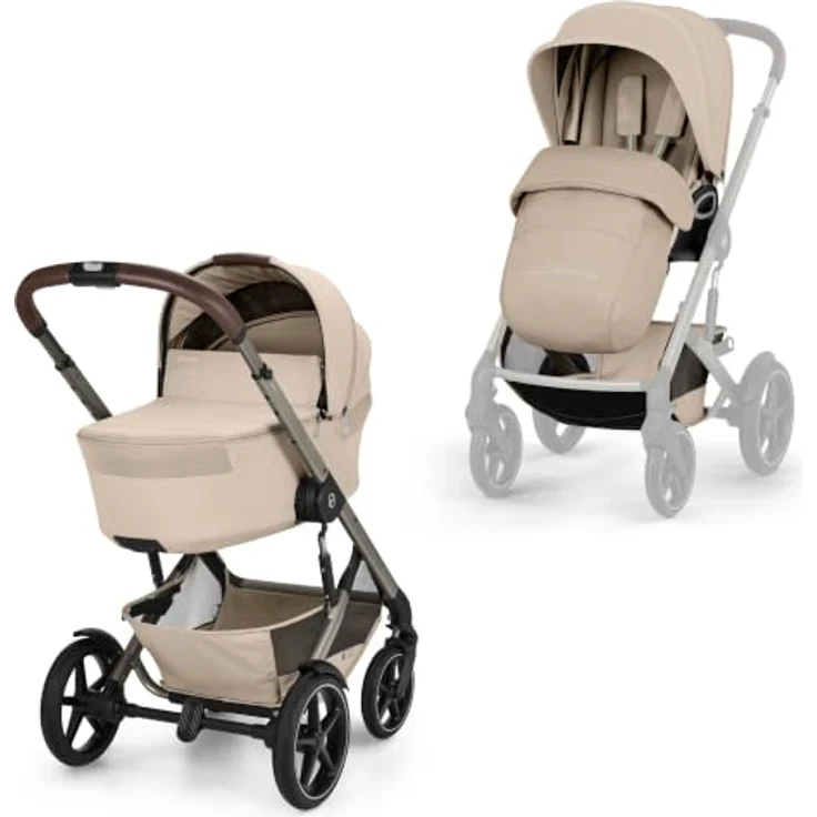 Cybex Talos S Lux Kinderwagen mit faltbarer Babywanne, 0-22 kg, Farbe: Almond Beige – Bild 1